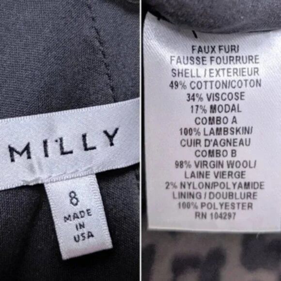 MILLY Leopard Faux Fur Wool Leather Top 8 - Picture 5 of 7